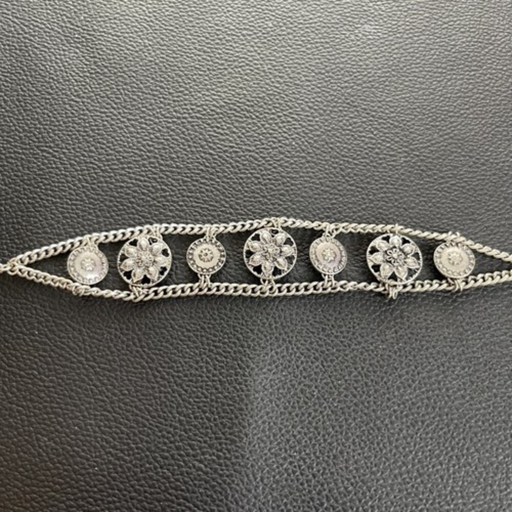 Floral Chain Chocker With Rhinestones